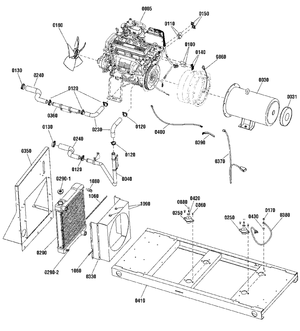 Power Group Diagram and Parts List for 076198-00  Briggs and Stratton Generator
